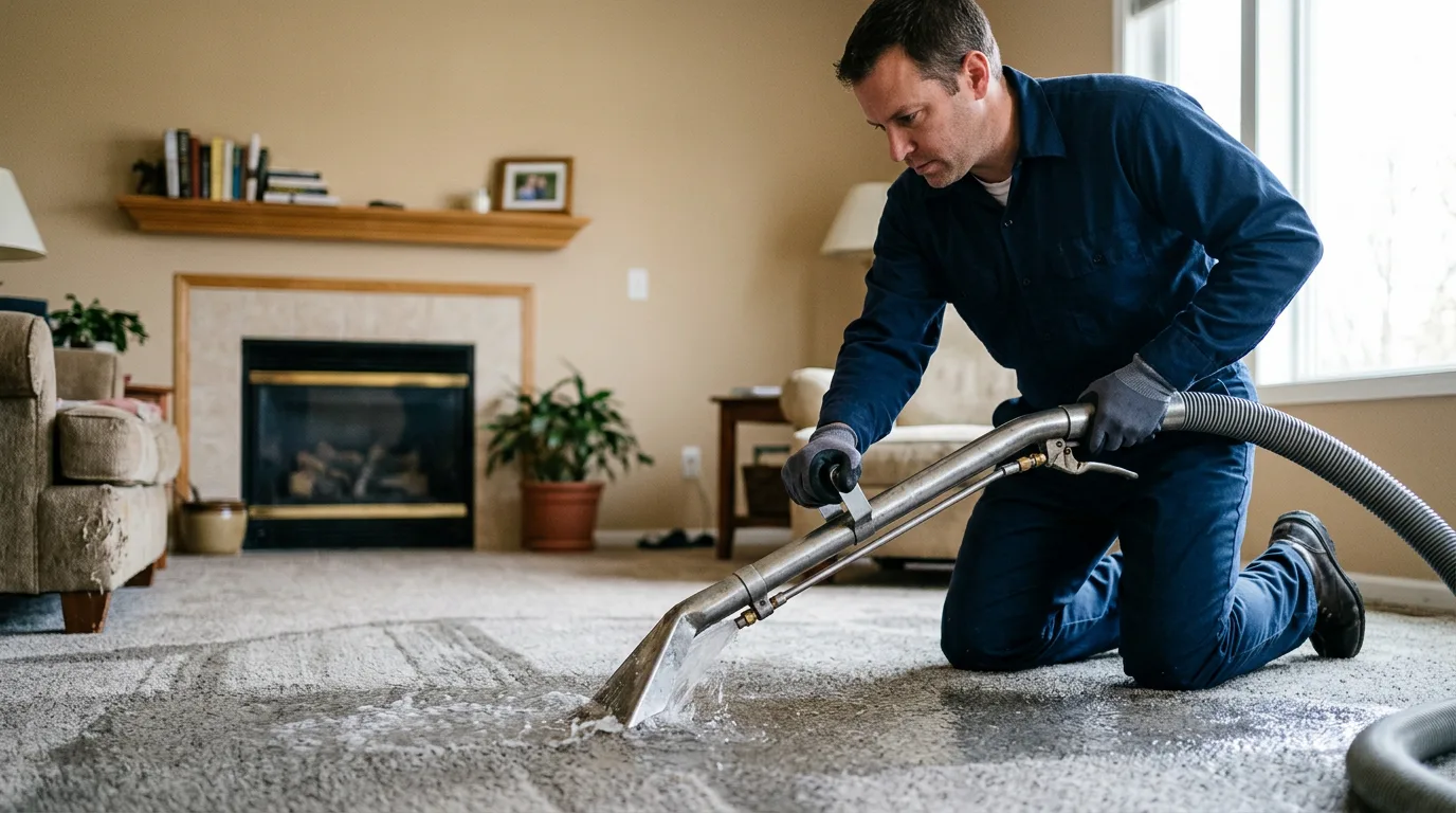 Water damage restoration technician working near Alta, CA